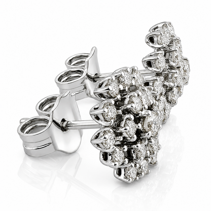 Orecchini bottone con Diamanti ct 0.61 in oro bianco 18kt (750)
