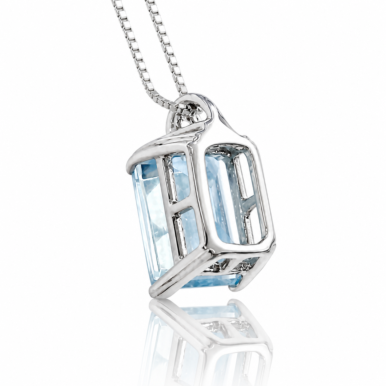 Collana con pendete topazio ct 0,96 e diamante ct 0,03 in oro bianco 18kt (750)