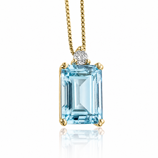 Collana con pendete topazio ct 0,96 e diamante ct 0,03 in oro giallo 18kt (750)