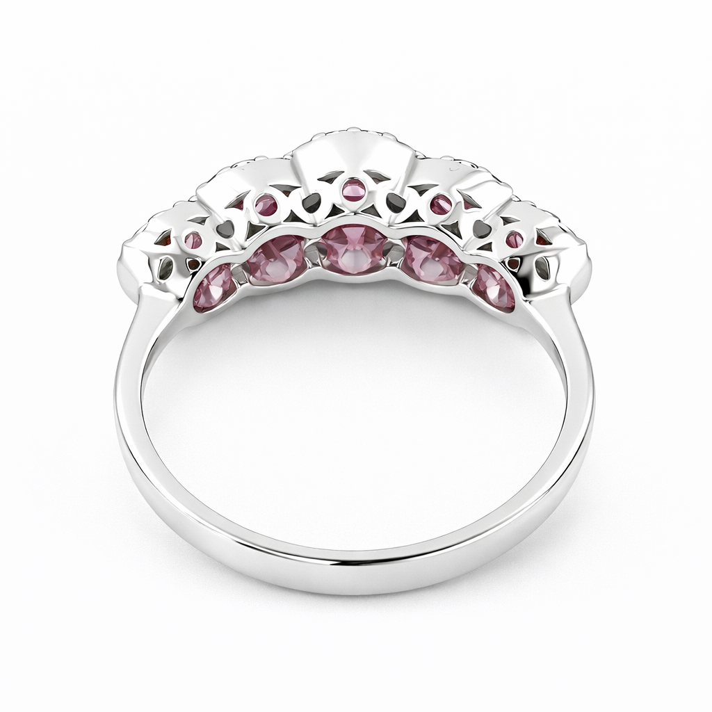 Anello con zaffiro rosa ct 0,69 e diamanti 0,40 ct in oro bianco 18 kt (750)