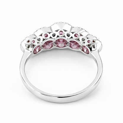 Anello con zaffiro rosa ct 0,69 e diamanti 0,40 ct in oro bianco 18 kt (750)