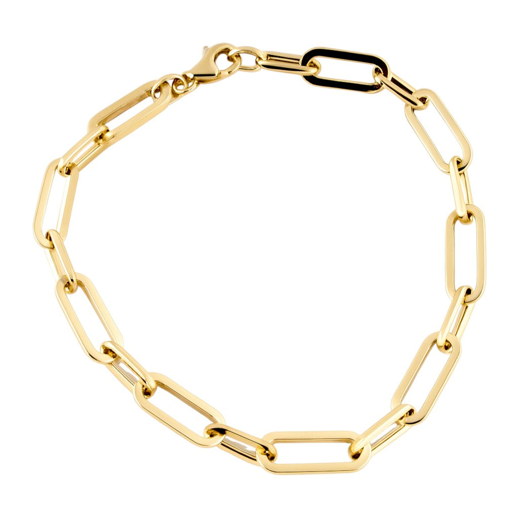 Bracciale maglia a catena ovale in oro giallo 18Kt - 2.410gr - Oreficeria