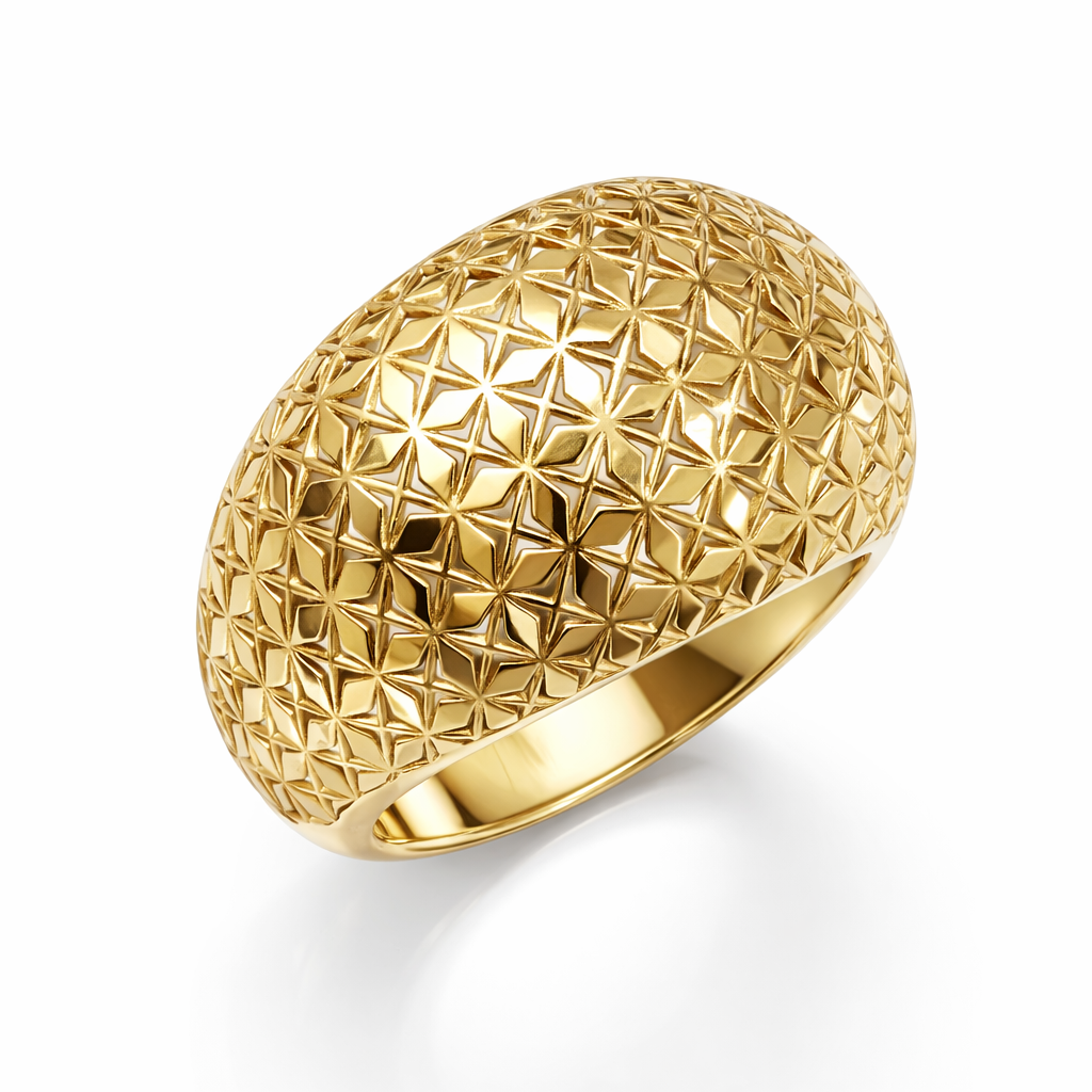 Anello bombato in oro giallo 18Kt (750) - 3.10 gr - Oreficeria