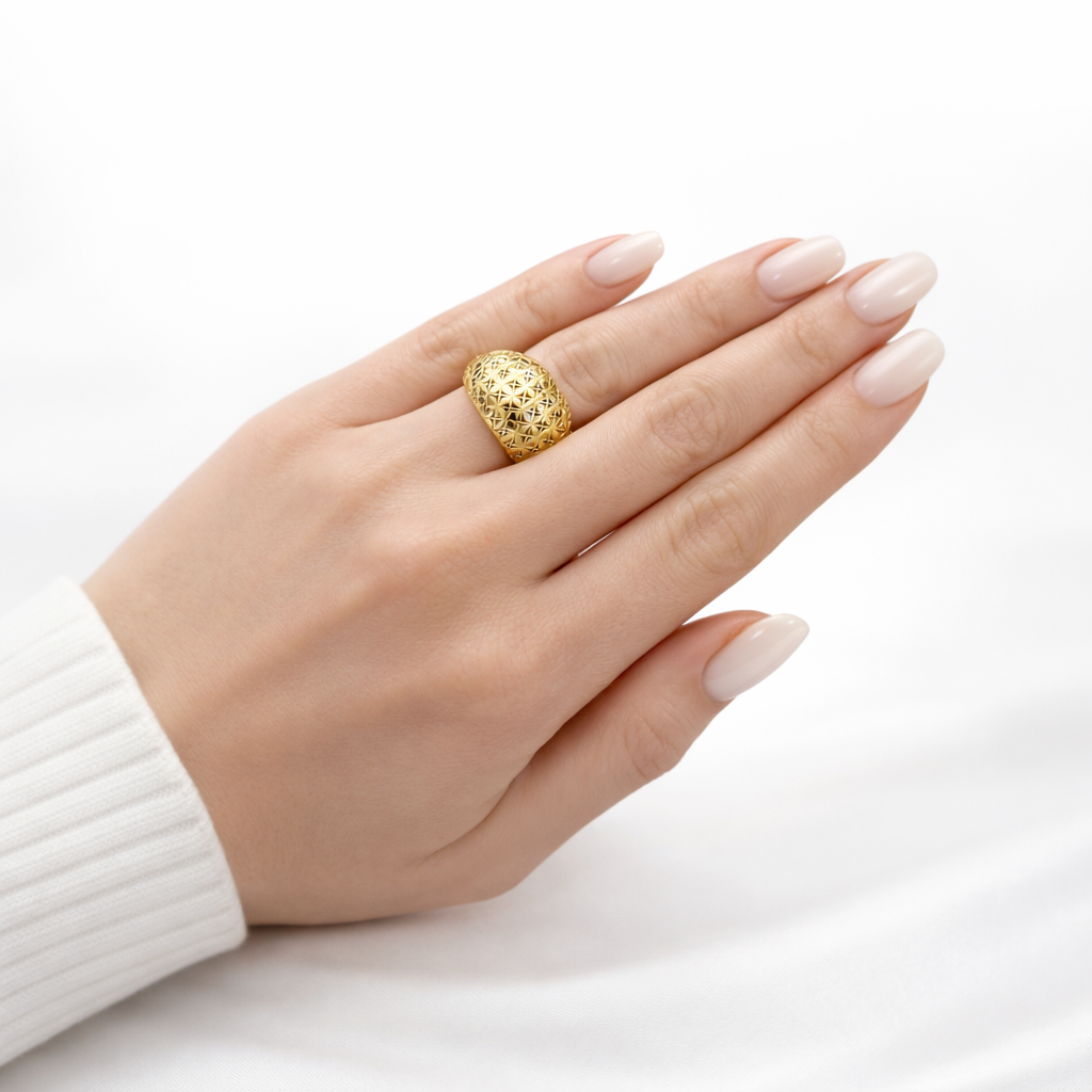 Anello bombato in oro giallo 18Kt (750) - 3.10 gr - Oreficeria