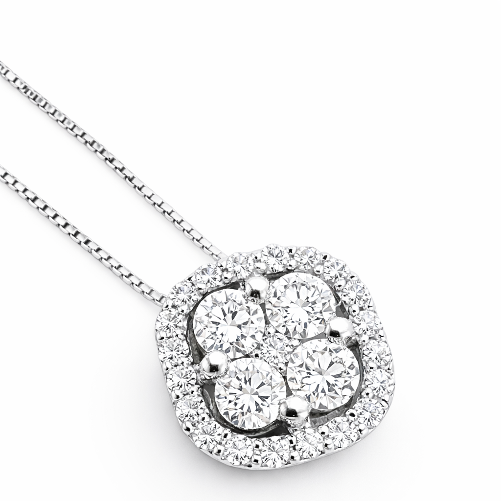 Collana con pendente punto luce magic con diamanti ct 0,58 in oro bianco 18kt (750)