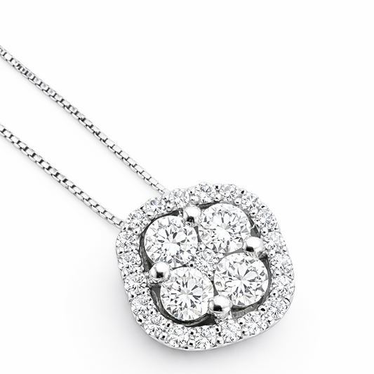 Collana con pendente punto luce magic con diamanti ct 0,58 in oro bianco 18kt (750)