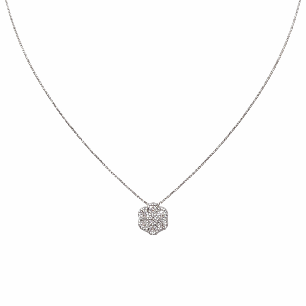 Collana con pendente punto luce magic tondo con Diamanti ct 0,21 in oro bianco 18kt (750)