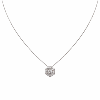 Collana con pendente punto luce magic tondo con Diamanti ct 0,21 in oro bianco 18kt (750)
