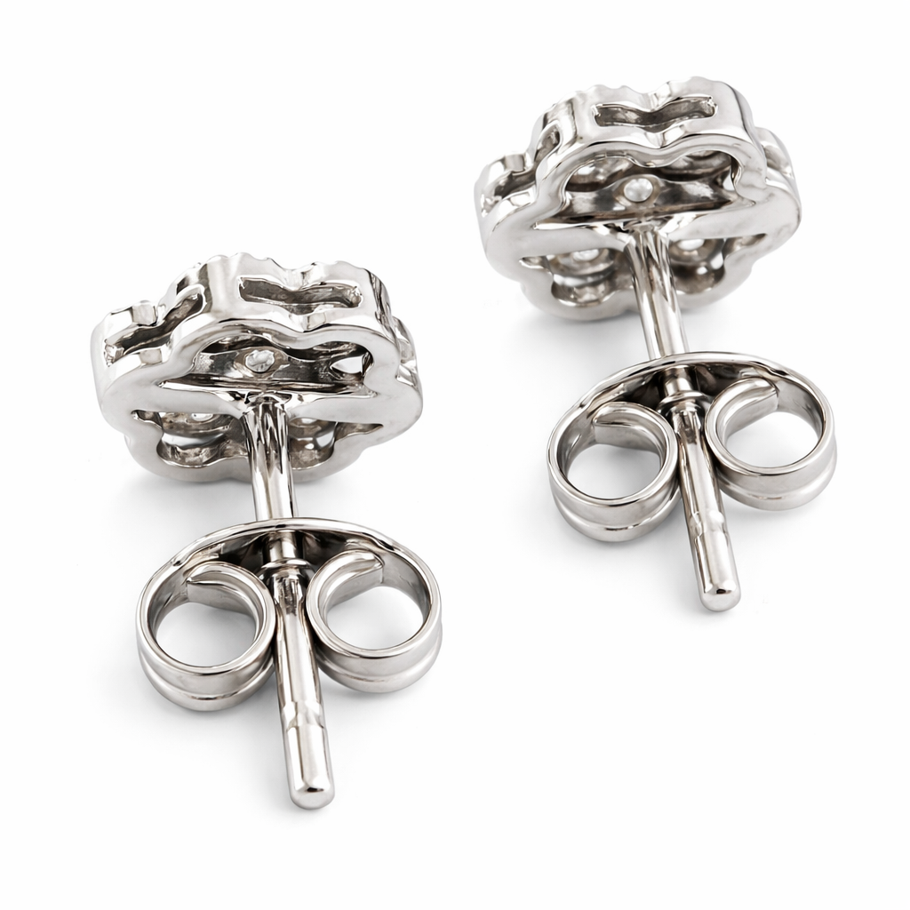 Orecchini lobo punto luce magic tondo con Diamanti ct 0,42 in oro bianco 18kt (750)