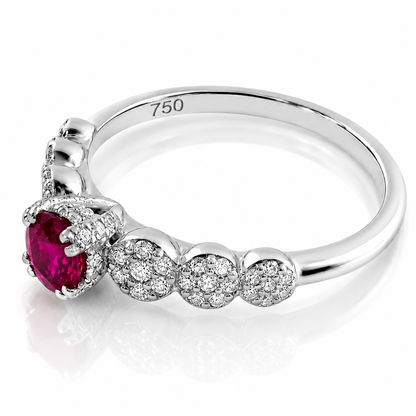 Anello veretta magic con rubino ct 0.25 e diamanti ct 0.26 in oro bianco 18kt (750)
