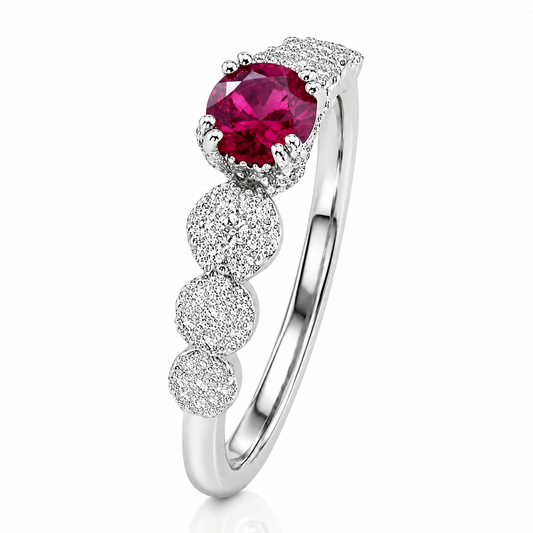 Anello veretta magic con rubino ct 0.25 e diamanti ct 0.26 in oro bianco 18kt (750)