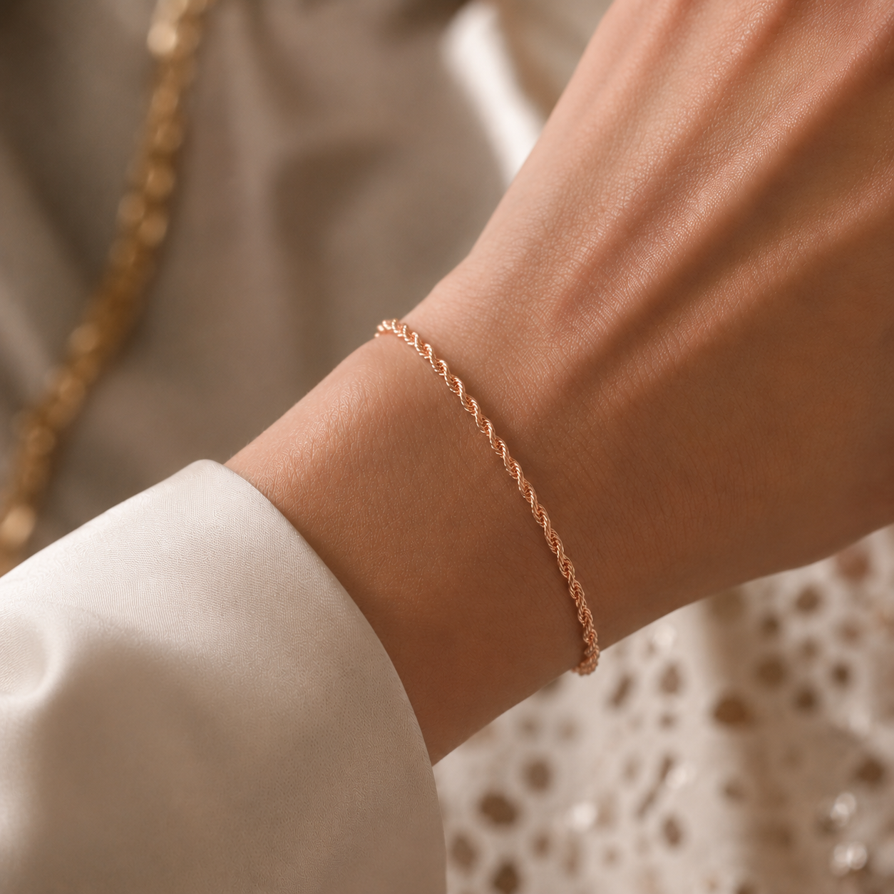 Bracciale funetta in oro rosa 18kt (750) - 0.70gr - 16cm - Oreficeria
