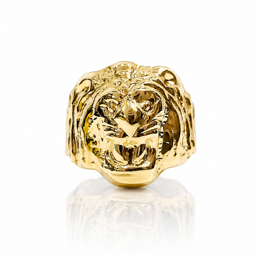 Anello testa di leone oro giallo 18kt (750) - 4.75gr - Oreficeria