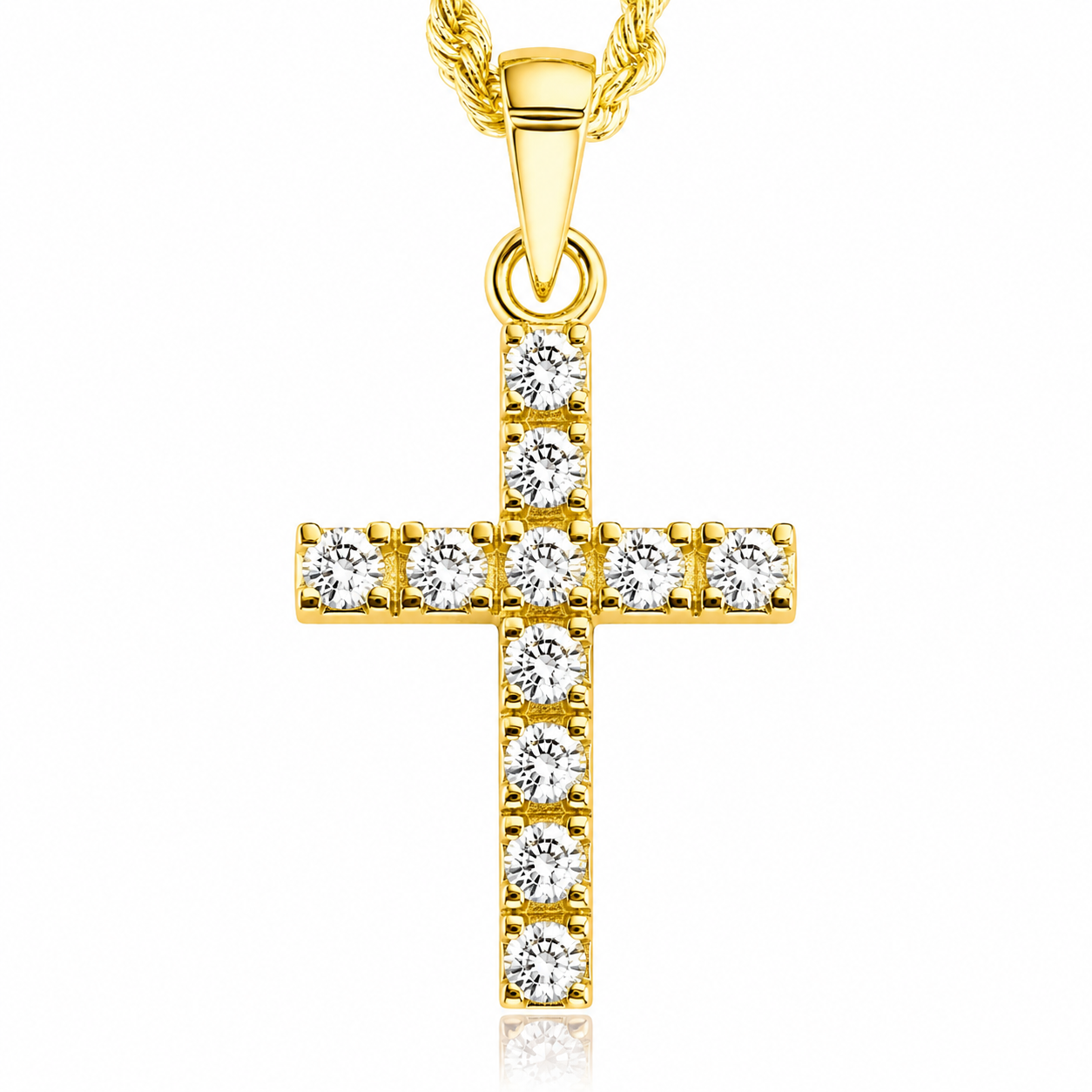 Collana con pendente croce diamanti ct 0,16 in oro giallo 18kt (750)
