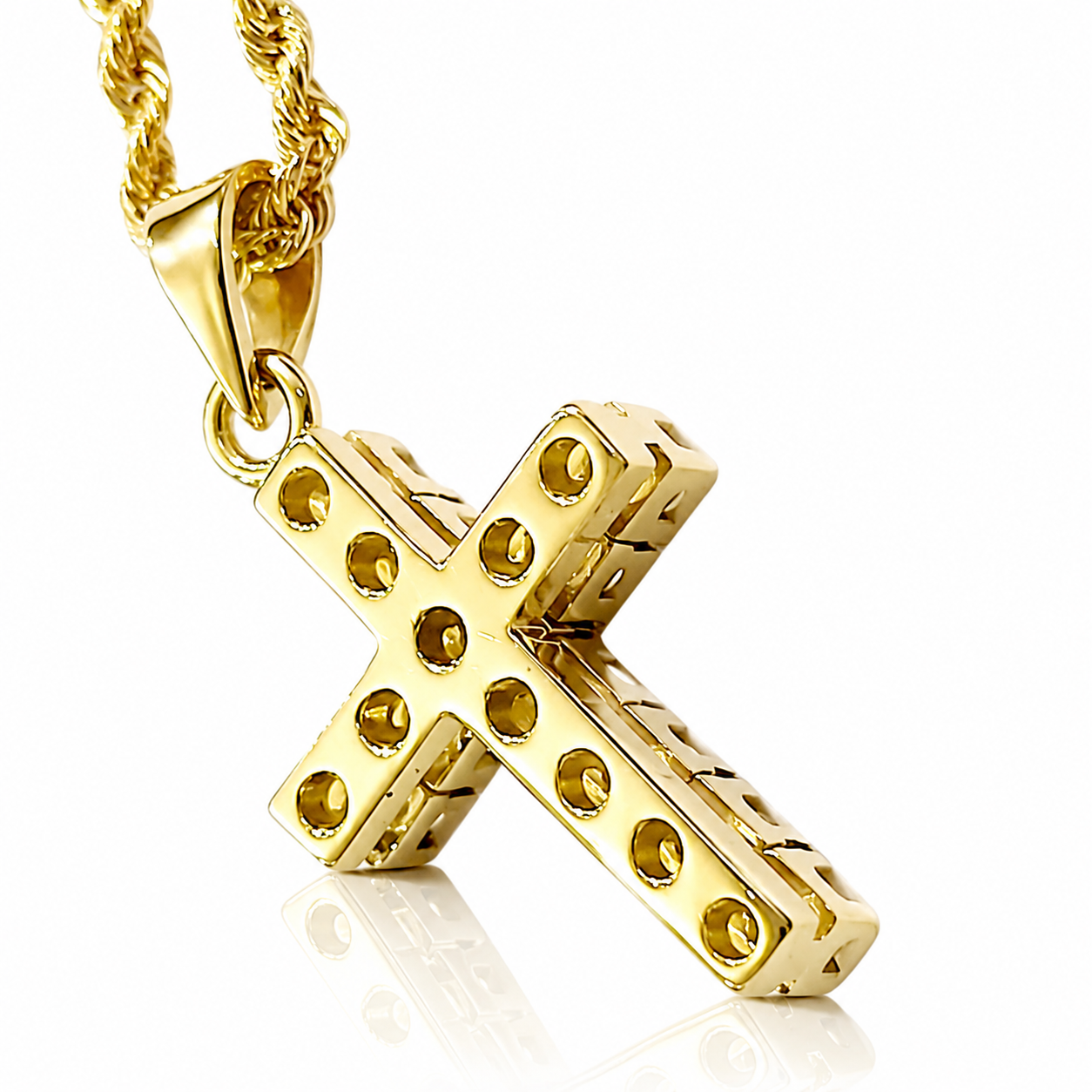 Collana con pendente croce diamanti ct 0,16 in oro giallo 18kt (750)