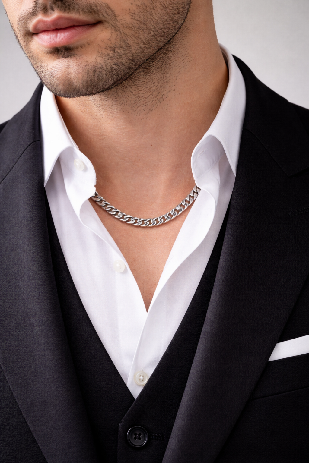 Collier groumette in oro bianco 18 Kt (750) - 16.65gr - Oreficeria