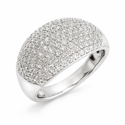 Anello bombato con pavè di diamanti ct 2.10 in oro bianco 18kt (750)