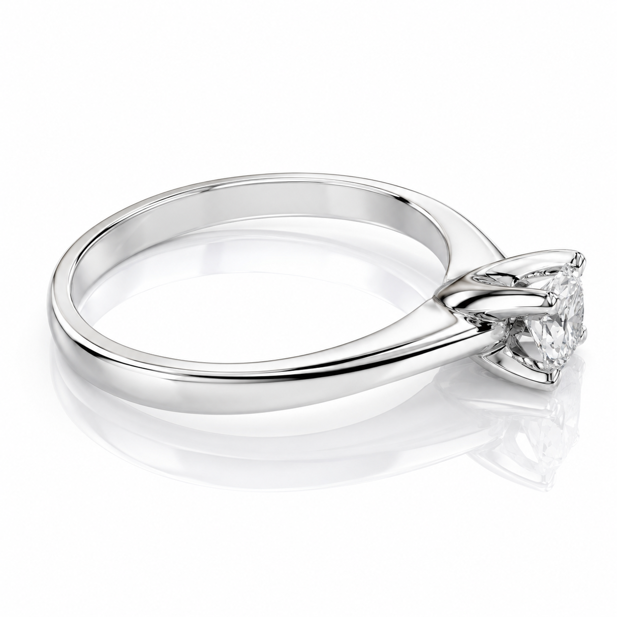 Anello solitario tiffany diamante ct 0,45 in oro bianco 18kt (750) con certificato GEM TECH