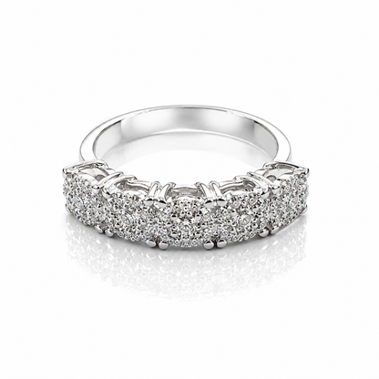 Anello riviera con pavé di diamanti ct 0,48 in oro bianco 18 kt (750)