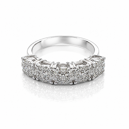 Anello riviera con pavé di diamanti ct 0,48 in oro bianco 18 kt (750)
