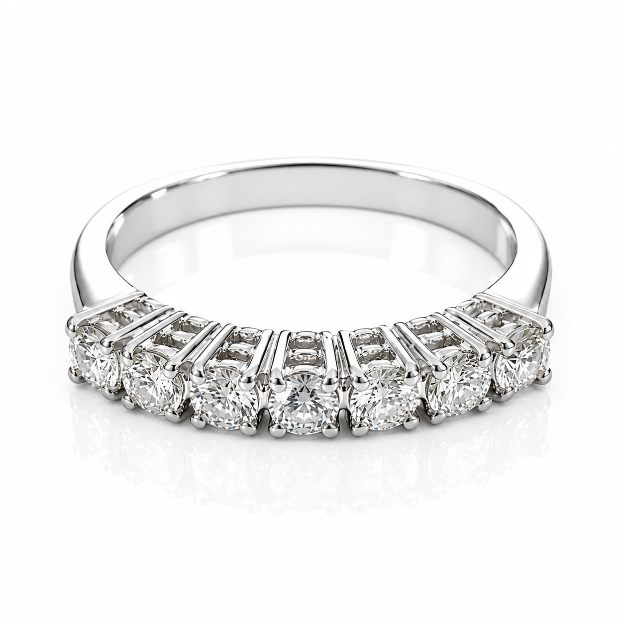 Anello riviera con diamanti ct 0,35 in oro bianco 18kt (750)