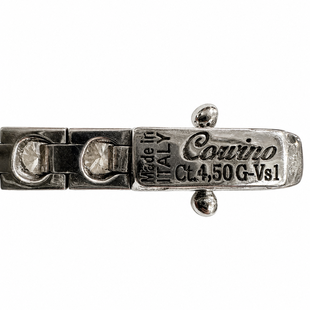Bracciale Tennis con diamanti ct 4,50 in oro bianco 18kt (750) con certificato IGI