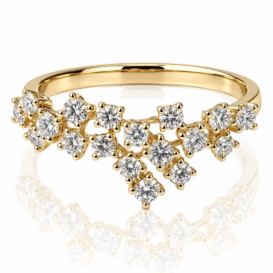 Anello floreale diamanti bianchi ct 0,75 in oro giallo 18kt (750)