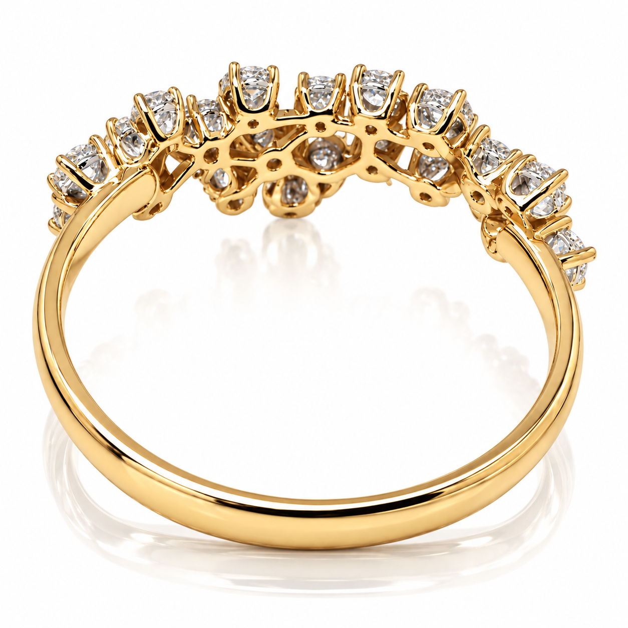 Anello floreale diamanti bianchi ct 0,75 in oro giallo 18kt (750)