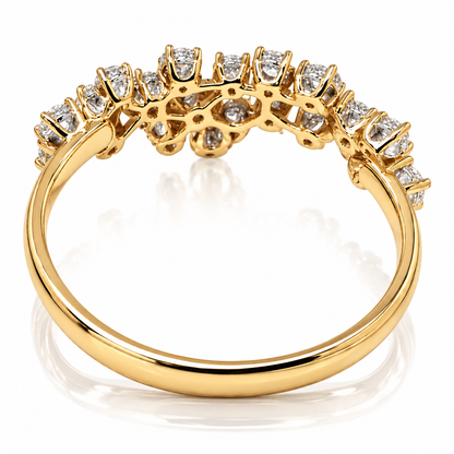 Anello floreale diamanti bianchi ct 0,75 in oro giallo 18kt (750)