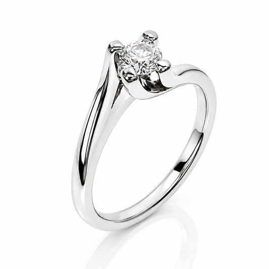 Anello solitario Valentino con Diamante ct 0,30 in oro bianco 18kt (750)