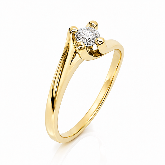 Anello Solitario Valentino con diamante ct 0,30 in oro giallo 18kt (750)