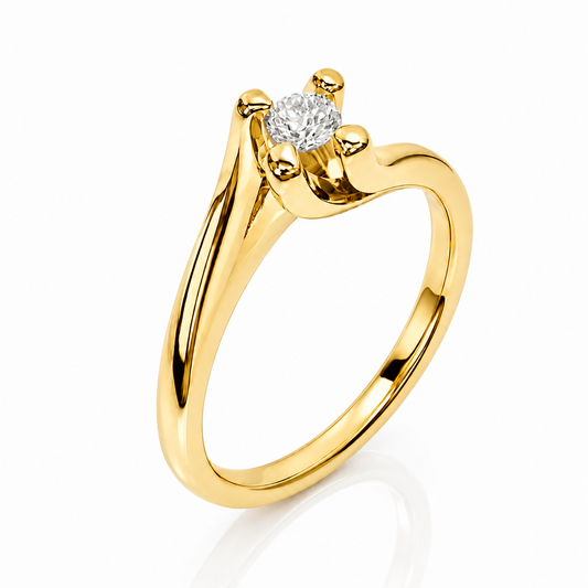 Anello solitario Valentino con diamante ct 0,15 in oro giallo 18kt (750)