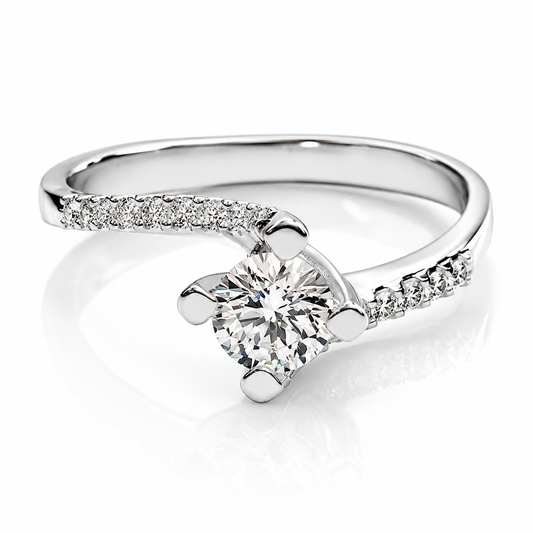 Anello solitario mod. Valentino Astralia con diamanti ct 0,43 in oro bianco 18Kt (750)