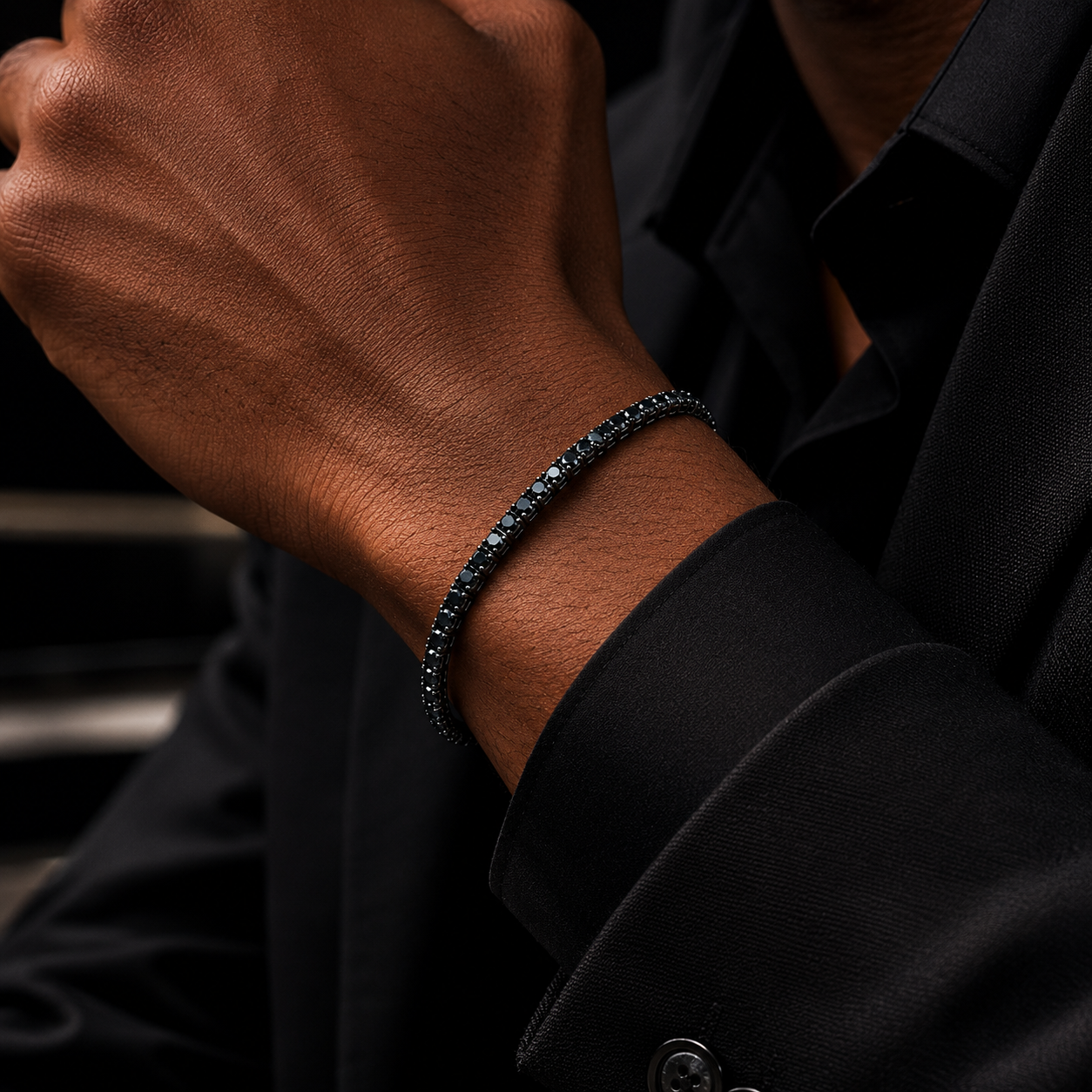 Bracciale Tennis con diamanti neri ct 5,45 in oro brunito 18Kt (750)