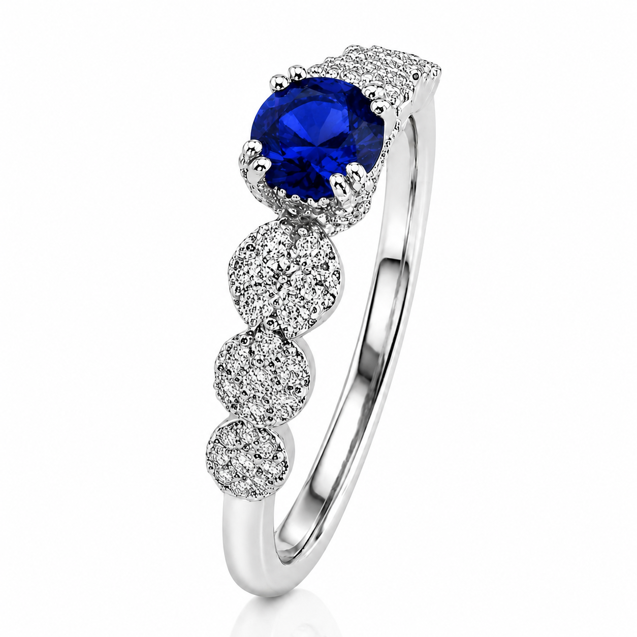 Anello veretta magic con zaffiro ct 0.25 e diamanti ct 0.26 in oro bianco 18kt (750)