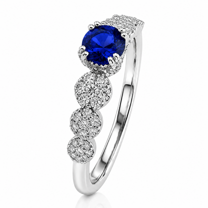 Anello veretta magic con zaffiro ct 0.25 e diamanti ct 0.26 in oro bianco 18kt (750)