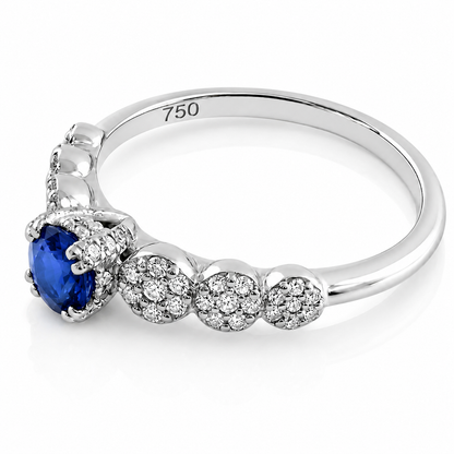 Anello veretta magic con zaffiro ct 0.25 e diamanti ct 0.26 in oro bianco 18kt (750)