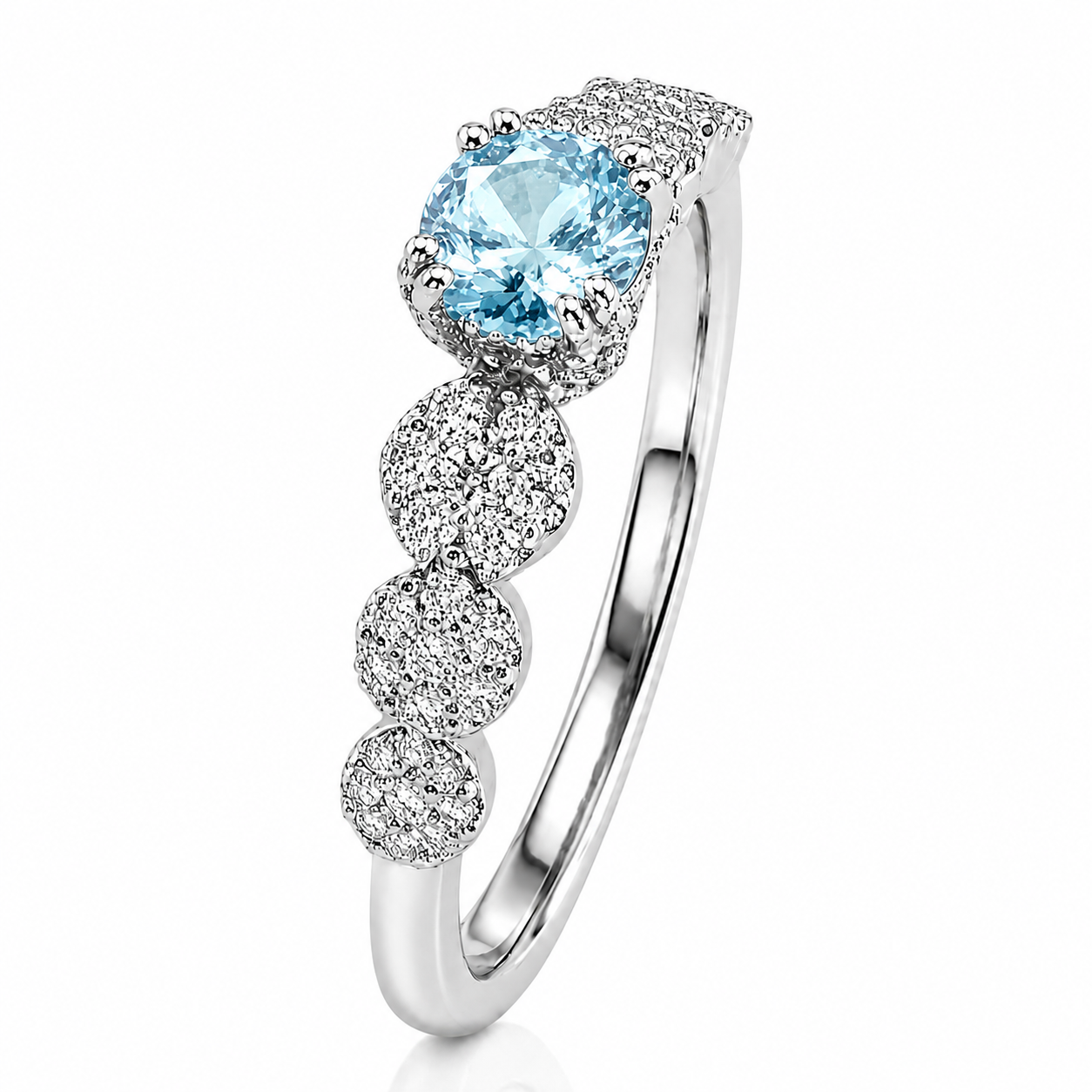 Anello veretta magic con acquamarina ct 0.25 e diamanti ct 0.26 in oro bianco 18kt (750)