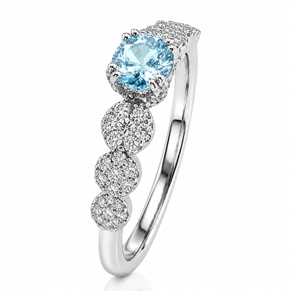 Anello veretta magic con acquamarina ct 0.25 e diamanti ct 0.26 in oro bianco 18kt (750)