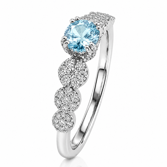 Anello veretta magic con acquamarina ct 0.25 e diamanti ct 0.26 in oro bianco 18kt (750)