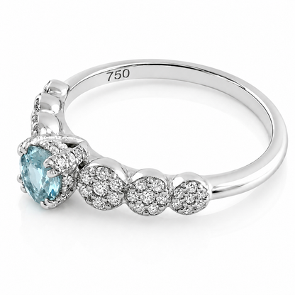 Anello veretta magic con acquamarina ct 0.25 e diamanti ct 0.26 in oro bianco 18kt (750)