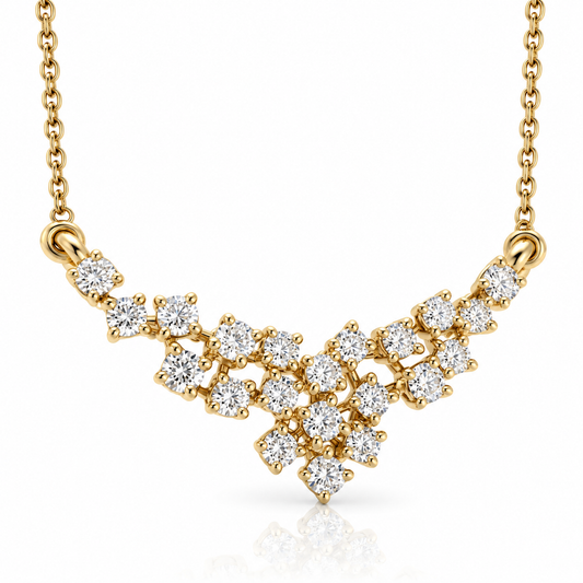 Collana floreale diamanti bianchi ct 0,87 in oro giallo 18kt (750)