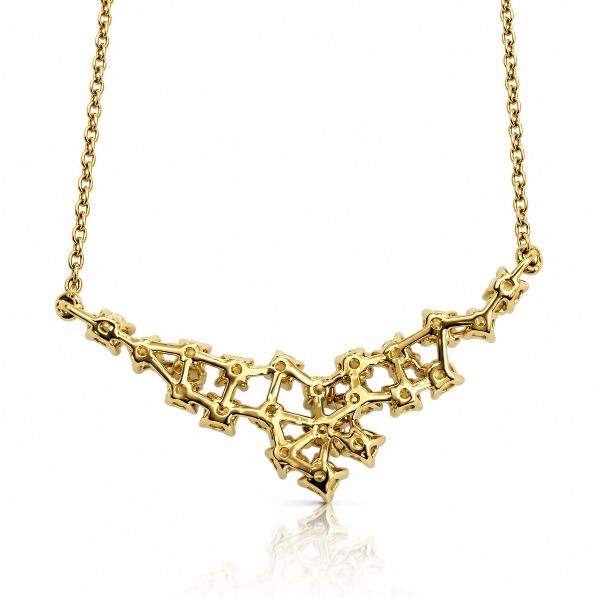 Collana floreale diamanti bianchi ct 0,87 in oro giallo 18kt (750)