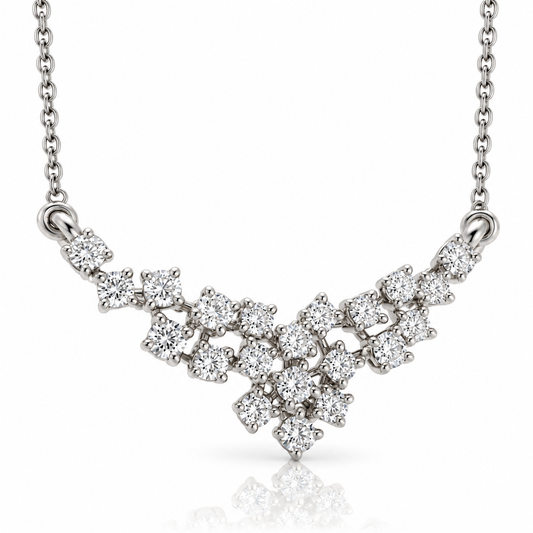 Collana floreale diamanti bianchi ct 0,87 in oro bianco 18kt (750)