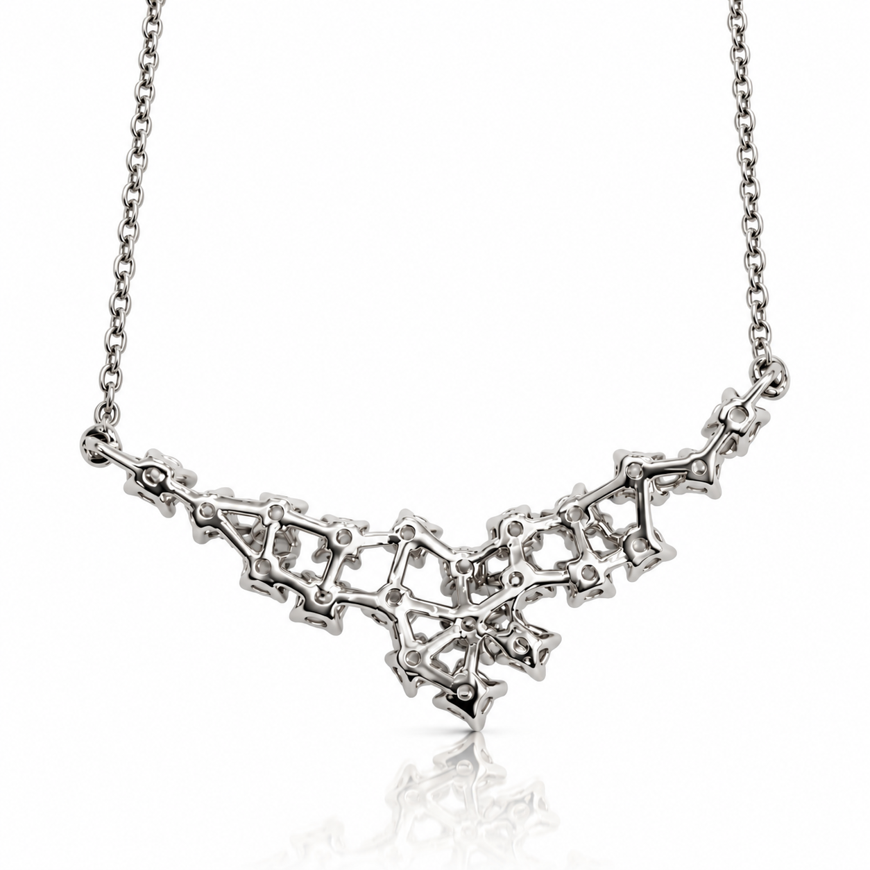 Collana floreale diamanti bianchi ct 0,87 in oro bianco 18kt (750)