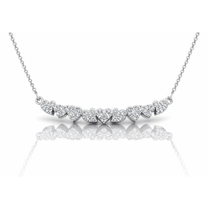 Collana “sorriso” multicuori scomposti in pavé di diamanti ct 0,23 in oro bianco 18 kt (750)