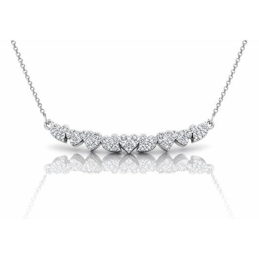 Collana “sorriso” multicuori scomposti in pavé di diamanti ct 0,23 in oro bianco 18 kt (750)