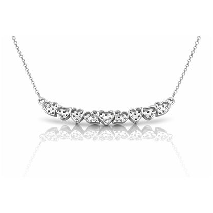 Collana “sorriso” multicuori scomposti in pavé di diamanti ct 0,23 in oro bianco 18 kt (750)