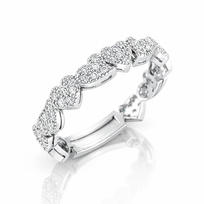 Anello multicuori scomposti in pavé con diamanti da 0,25 ct in oro bianco 18 kt (750)