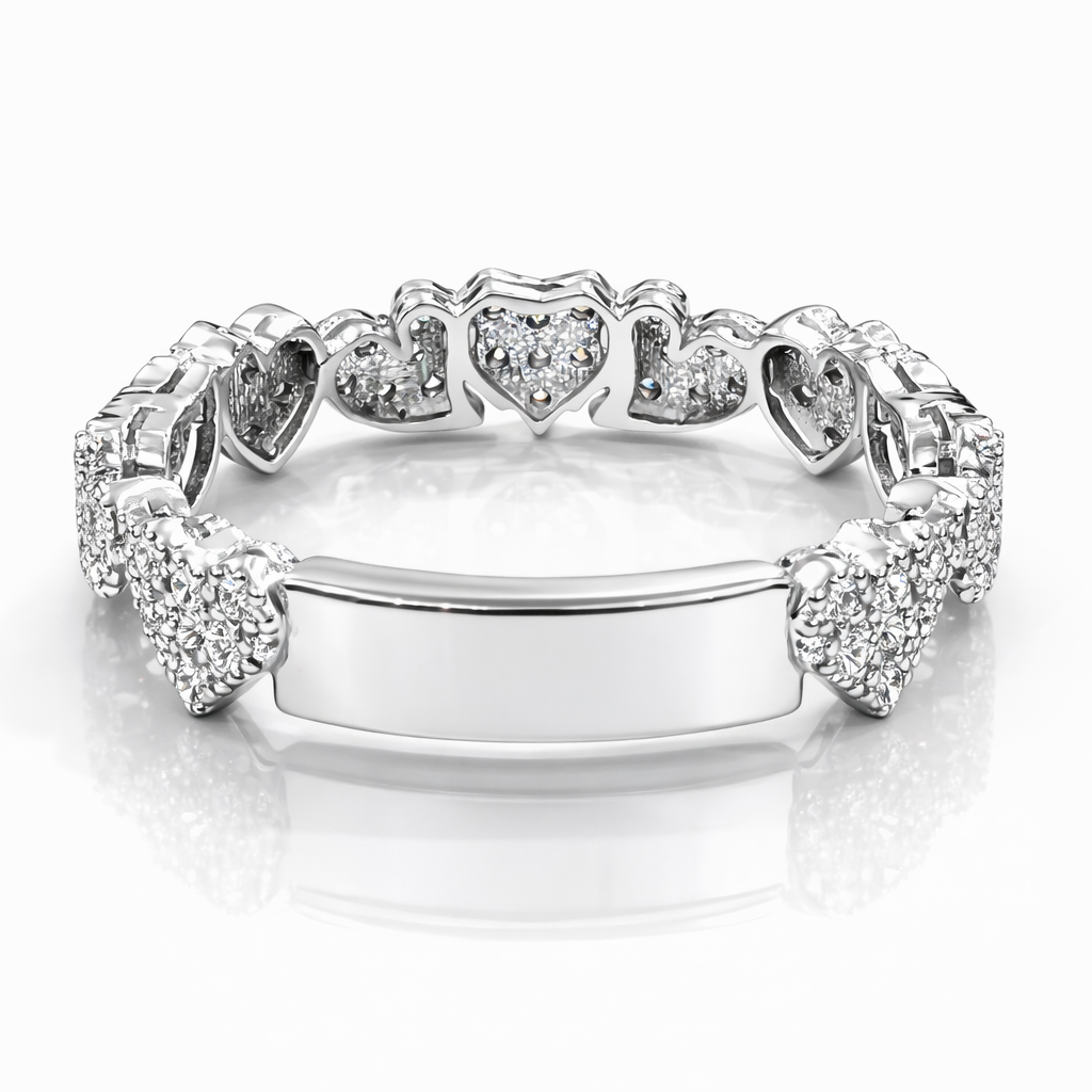 Anello multicuori scomposti in pavé con diamanti da 0,25 ct in oro bianco 18 kt (750)